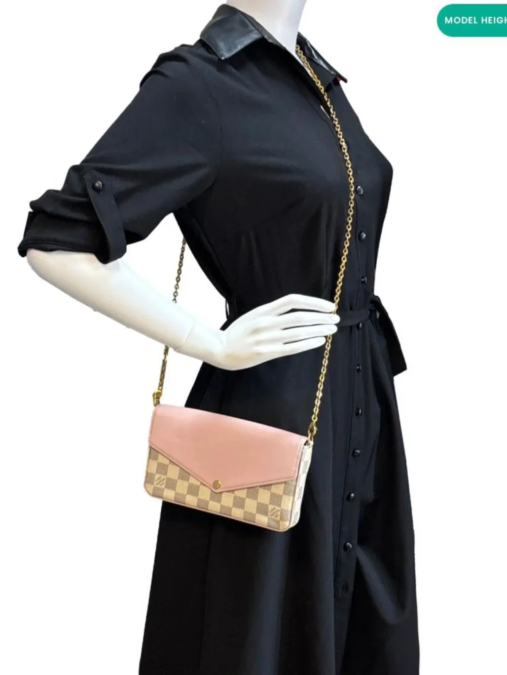 Louis Vuitton Felicie Pochette Damier Azur Crossbody Bag Rose Ballerine